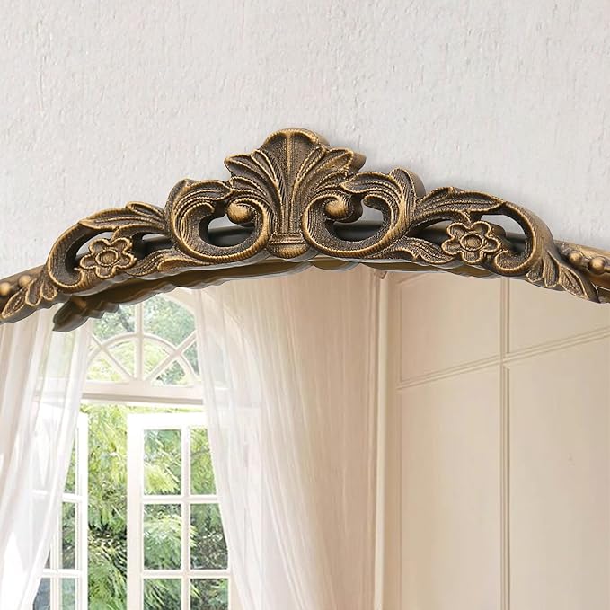 Micasso Gold Antique Wall Mirror: 29"x 36" Large Arched Mirror - Arendahl Traditional Ornate Baroque Decorative Mirror for Home Decor/Entryway/Fireplace/Living Room/Hallway/Bathroom