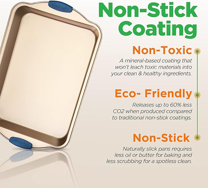 NutriChef 10-Piece Nonstick Bakeware Set - Premium Carbon Steel Baking Trays w/Heatsafe Silicone Handles, Includes Pizza Crisper, Loaf Pan, 12 & 24 Cup Muffin Pans, Round/Square Pans, Cookie Sheets