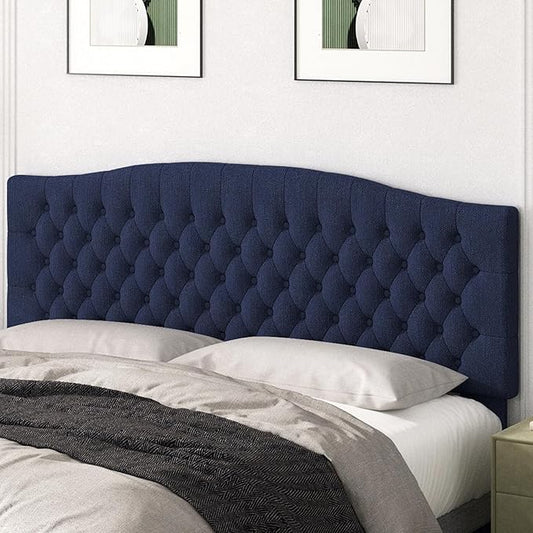 King Headboard Only, Upholstered Headboard for Adjustable Bed Linen Tufted Cal King Size Wall Mounted Head Board with Solid Wood Legs Head Board, Navy Blue