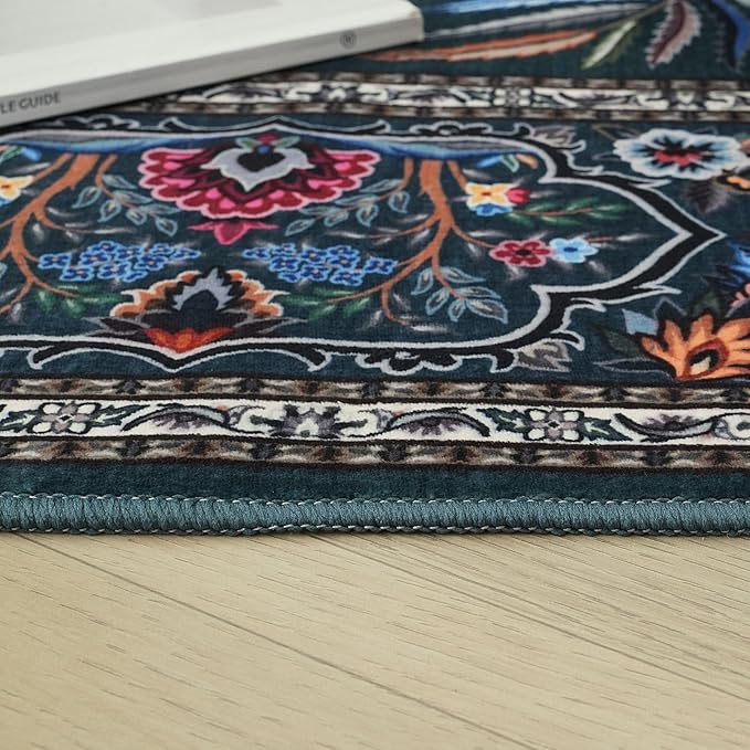 Indoor Door Mat 2x3 Rug Vibrant Tree of Life-Patterned Vintage Machine Washable Small Area Rug Non-Slip Low Pile Throw Rugs for Entryway Kitchen Front Door Entrance Entry Kids Room, Green