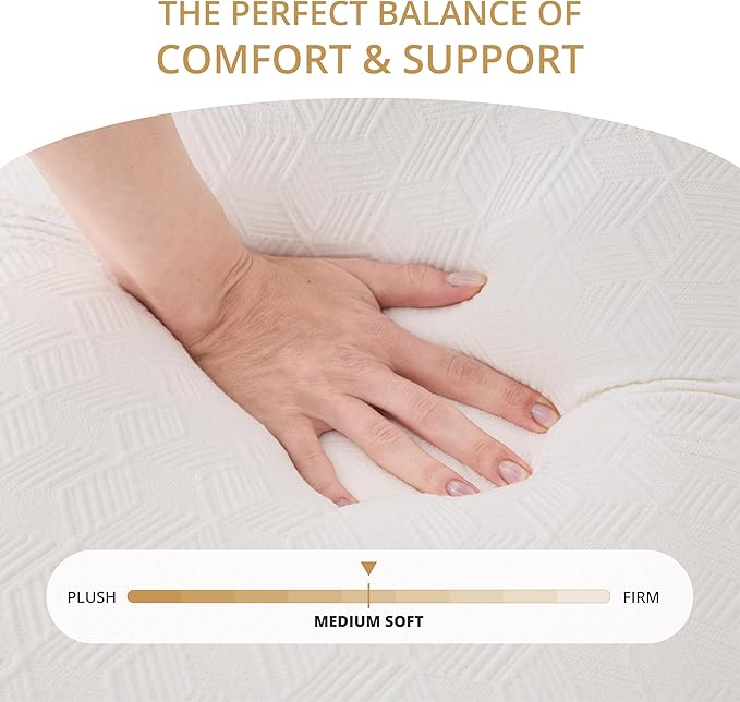 Standard Bed Pillow Size-Memory Foam Made in USA-for Side, Back and Stomach Sleepers, Neck Support with Washable & Removable Cover, Medium Soft, 1 Pack, White 4 Pound