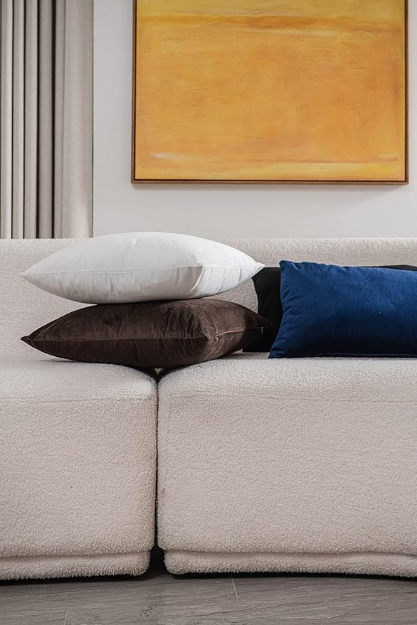 DEZENE Decorative Pillow Cases 20x20 White: 2 Pack Cozy Soft Polyester Square Throw Pillow Covers for Farmhouse Home Decor