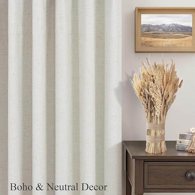 100% Blackout Elegant Curtains 95 Inch Length 2 Panel Set for Living Room Sunroom Back Tab Thermal Insulated Custom Curtains for Windows Boho Farmhouse Drapes 95 Inch Long Office Ivory Cream Off White