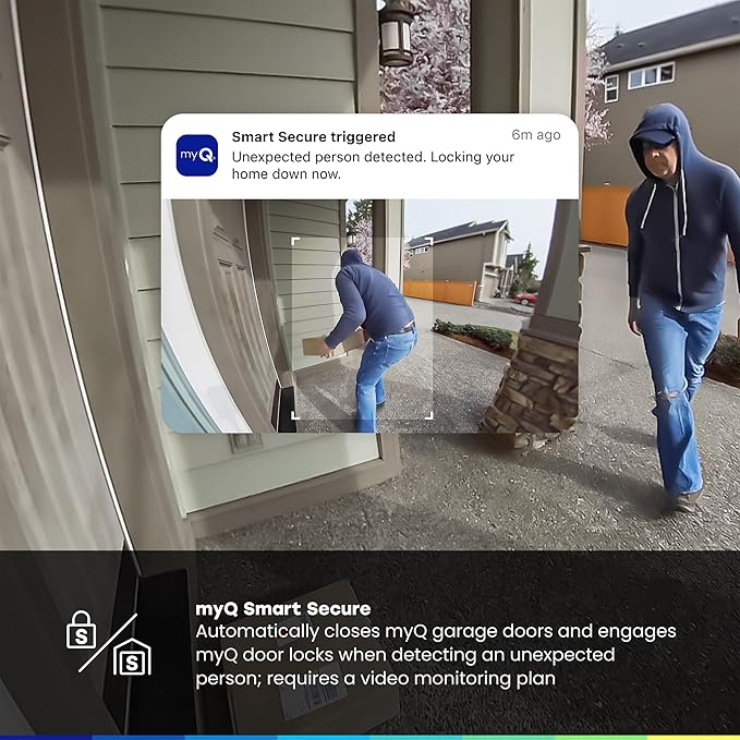 CHAMBERLAIN myQ Video Doorbell | 2K Camera, Battery/Wired, Color Night Vision, Live View with 2-Way Talk, Motion Detection & Real-Time Alerts, 150 Deg Wide View, Black