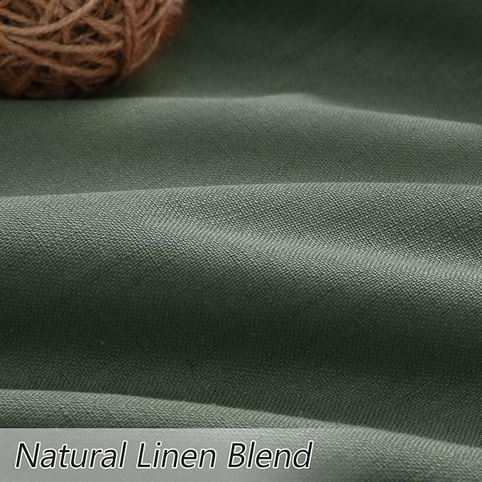 Guken Olive Green Blackout Curtains 108 Inch Length 2 Panels Set for Living Room Bedroom Back Tab Thermal Insulated 100% Black Out Linen Drapes Room Darkening Window Curtains 108 Inches Long