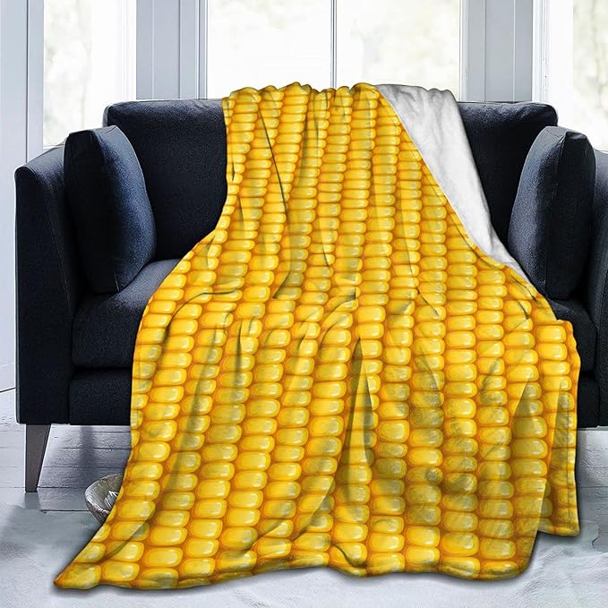 Corn Cob Organic Flannel Fleece Bed Throw Blanket, Super Soft Cozy Fuzzy Plush Blankets for Couch Sofa Office Traveling Camping Kids Bedroom Adults Living Room 60"x50"