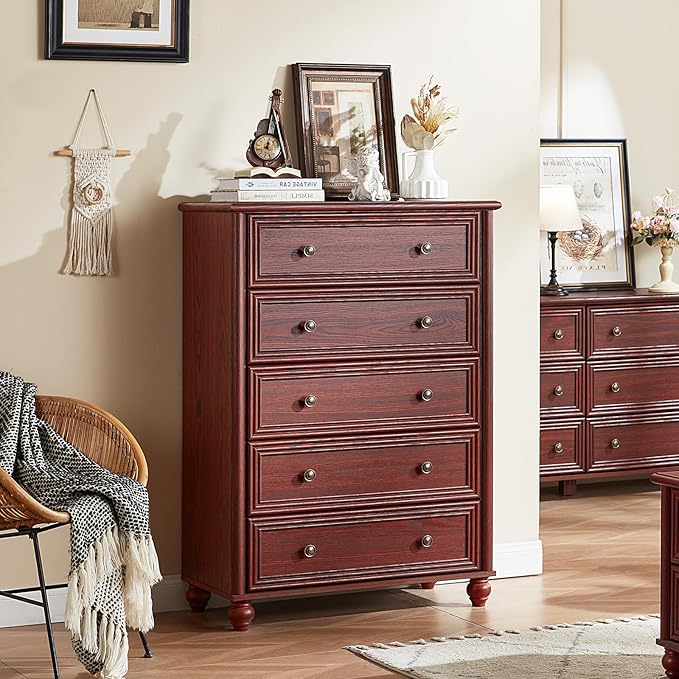 Farmhouse Dressers & Night Stand Set of 3, Wood 54" Wide Dresser & 45"Tall Chest of Drawers, 18" with Charging Station Nightstand, Bedroom Furniture 6 Drawer Dresser Set for Home Living Room Hallway