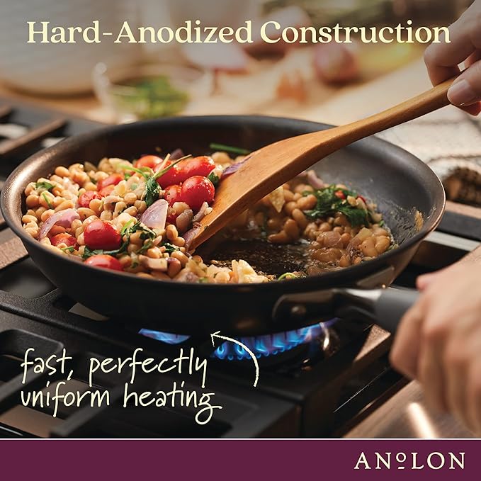 Anolon Advanced Home Hard Anodized Nonstick Sauté Pan with Helper Handle and Lid, 5 Quart - Moonstone
