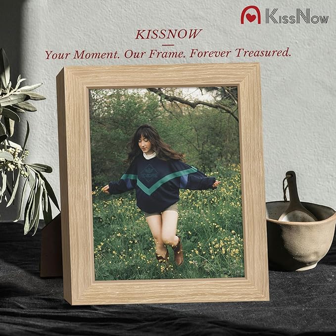 8x10 Picture Frame 4 Pack, Natural Oak Wood Gallery Photo Frame, Wall Hanging or Tabletop Display