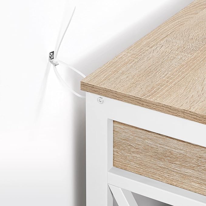 Yaheetech Console Table with Drawer, Narrow Sofa Table with Storage Shelves for Living Room, 3-Tier Entryway Tables with Metal Frame, Light Oak