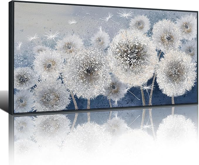 Pogusmavi Dandelion Wall Art Modern Wall Decor Botanical Wall Art Framed Artwork for Walls Office Artwork Wall Pictures for Bedroom Canvas Wall Art for Living Room 30x60 Black Framed