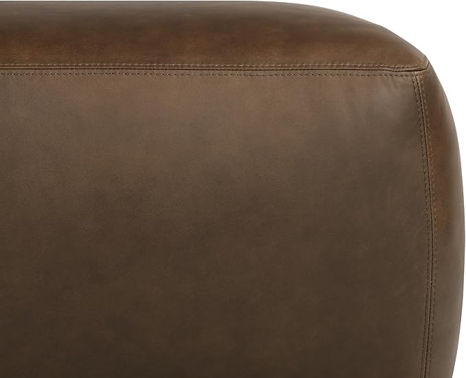 POLY & BARK Denver Leather Ottoman in Cocoa Brown