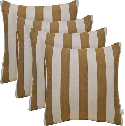 RSH DECOR: Sunbrella Square Throw Pillows Set of 4 | 17" x 17" | Water and Fade-Resistant Performance Fabric | Outdoor Pillow Covers with Down-Alternative Inserts | Maxim Heather Beige