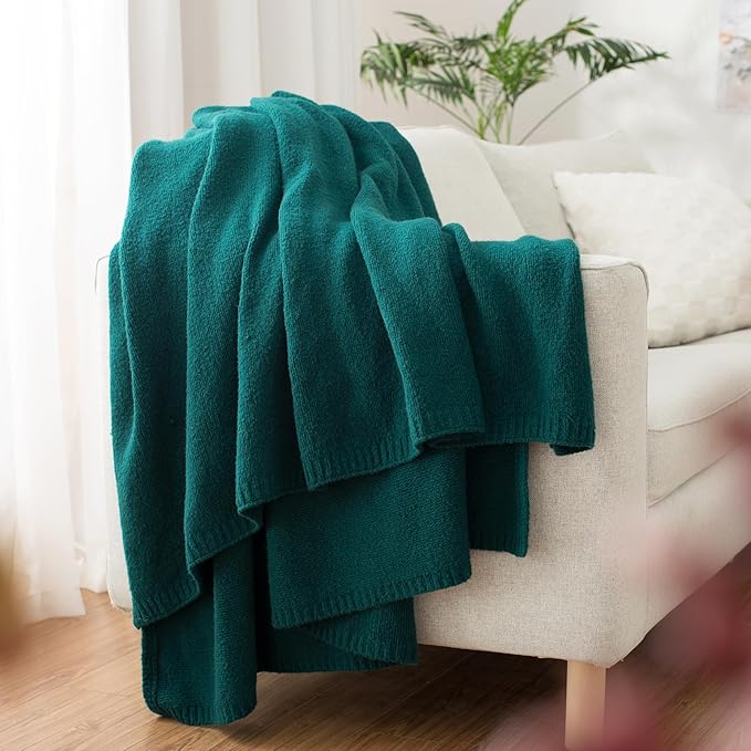 Carriediosa Wool Blend Knit Throw Blanket 60" X 80" Twin, 50% Recycled Polyester Soft Cable Knitted Fluffy Throws for Couch Lightweight Woven Blankets for Sofa Fuzzy Cozy Bed Cover, Dark Teal