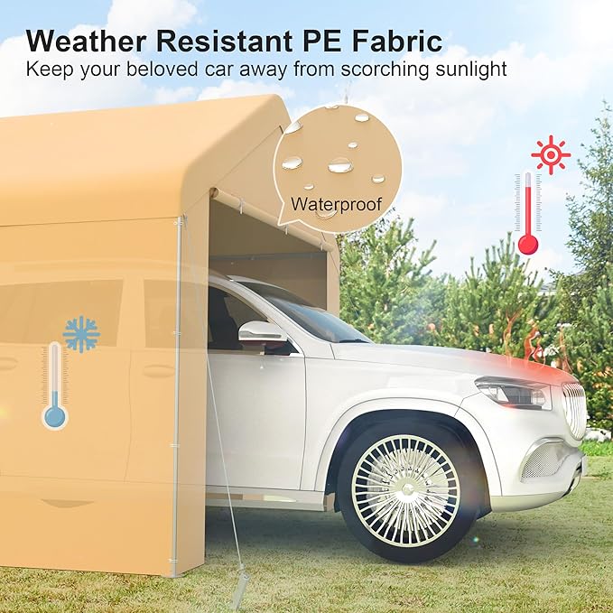 Morngardo Carport 10'x20' Heavy Duty Car Canopy Portable Garage with Removable Sidewalls & Doors for Truck Boat Car Port, Party, Storage (Yellow)