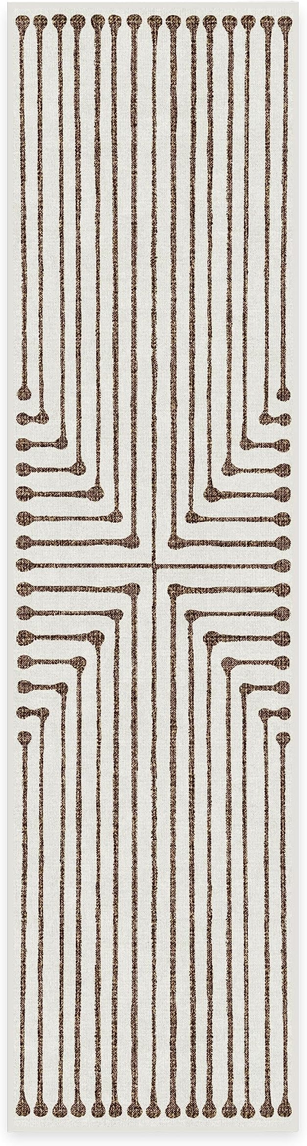 RUGGABLE x Jonathan Adler Machine Washable Modern Runner Rug – Inkdrop Camel & Ivory 2.5x10, Stain-Resistant, Non-Slip – Washable Rug for Hallway, Entryway, Living Room & Kitchen–with Cushioned Pad
