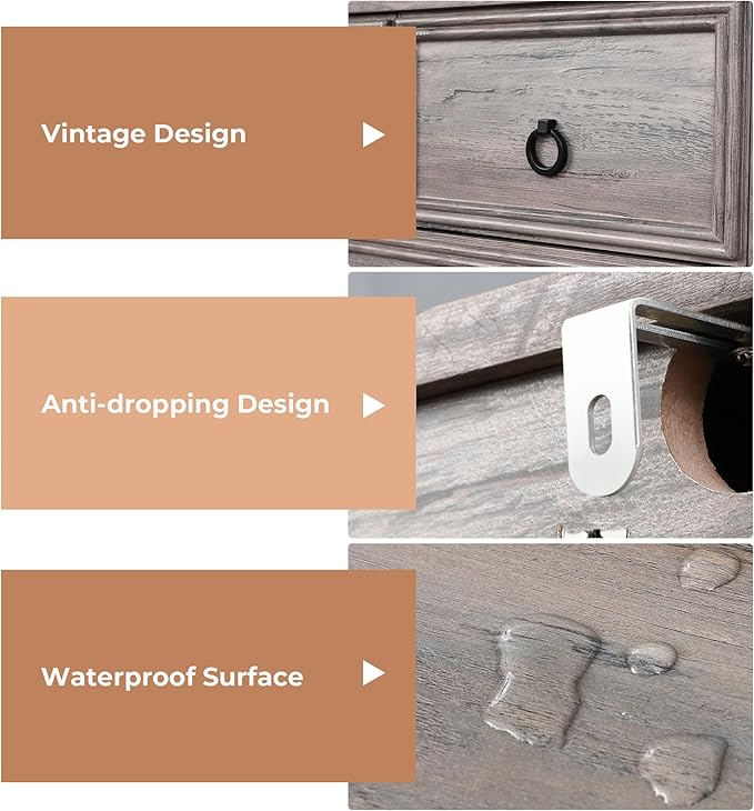 48'' Tall Grey Dresser with 6 Drawers Chest of Drawers for Bedroom, Large Storage Organizer for Clothes, for Living Room, Bedroom, Hallway, Taupe Grey