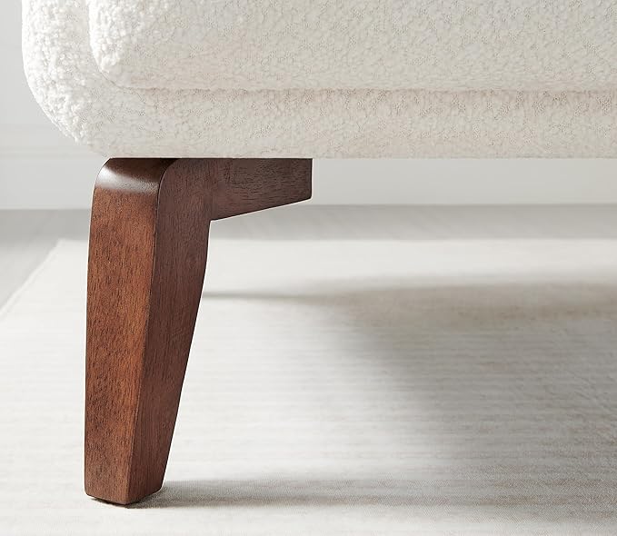 Oversized Accent Chair Modern Boucle Armchair for Living Room- 37" Wide Accent Chair with Solid Wood Legs, White Upholstered Lounge Chair for Bedroom & Office, Cozy Reading Chair (Easy Assembly)