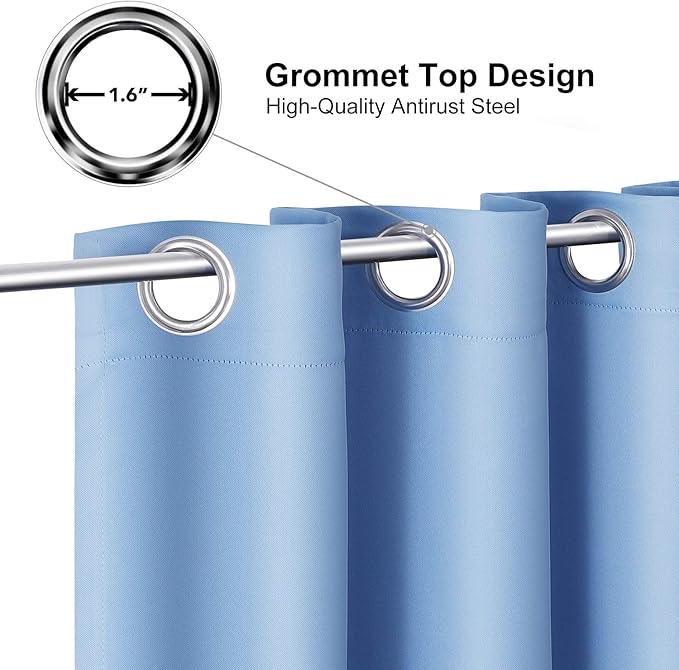 ChrisDowa Small Kitchen Valances for Windows - Grommet Short Thermal Insulated Room Darkening Window Valances Curtains for Living Room (2 Panels, Sky Blue, 42 x 18 Inch)