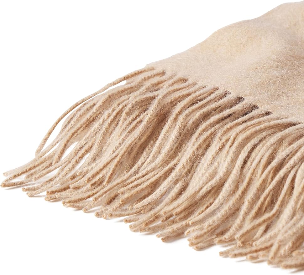 State Cashmere Home Throw Blanket with Decorative Fringe 100% Pure Cashmere Ultra Soft Accent Blanket for Couch, Sofa & Bed (Camel, 60"x50")