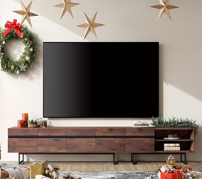 WAMPAT Modern TV Stand for up to 100 inch 2 in 1 Entertainment Center TV Console with Storage Cabinets Media Console for Living Room