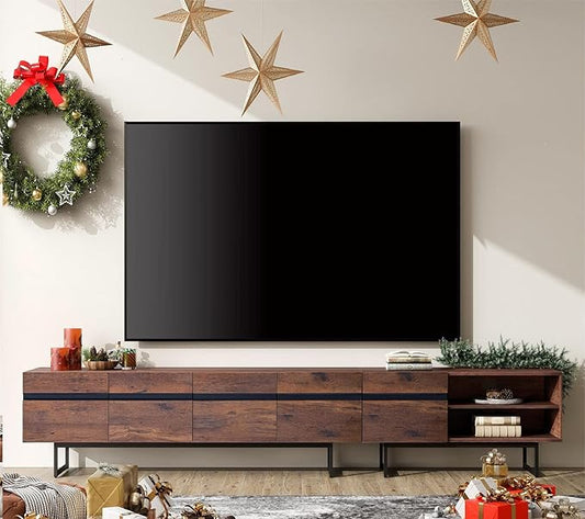 WAMPAT Modern TV Stand for up to 100 inch 2 in 1 Entertainment Center TV Console with Storage Cabinets Media Console for Living Room