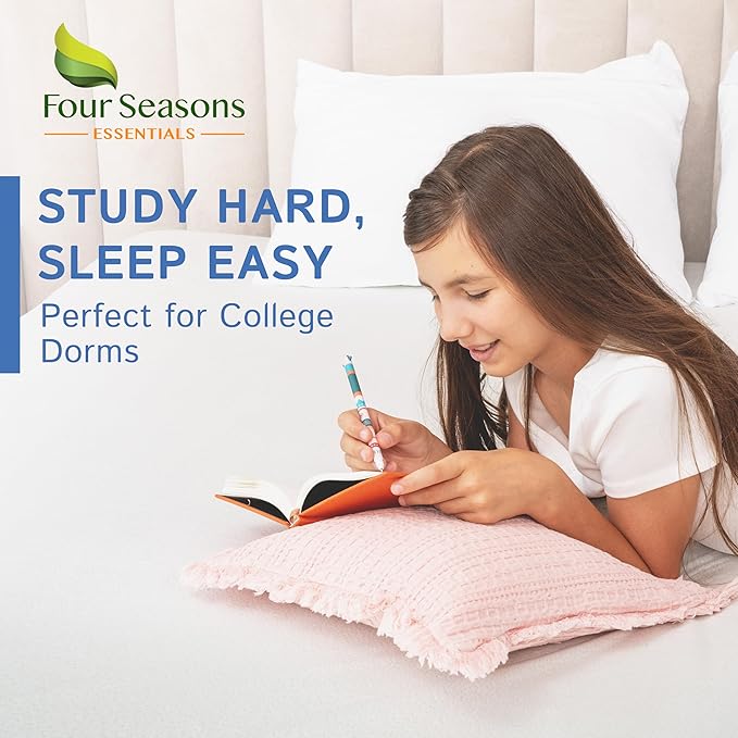 Twin Size Mattress or Box Spring Encasement (8"-11" Depth) Waterproof Zippered Protector Hypoallergenic Premium Single Size Bed Cover Protects from Dust White