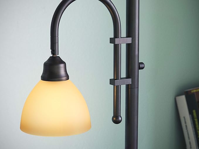 Kenroy Home 32462AB Edison Table Lamp with Antique Brass Finish, Rustic Style, 18" Height, 11.438" Width, 11.438" Depth