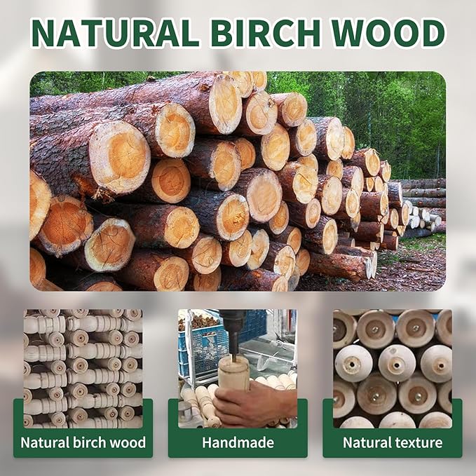 Wood Coat Rack Stand, Wooden Coat Rack Freestanding with Sturdy Round Base, Vintage Coat Racks with 14 Hooks, Natural Birch Wood Entryway Coat Tree Hanger Stand Easy to Assemble