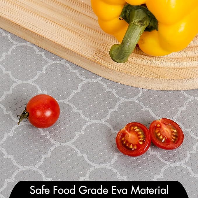 Cooyes Shelf Liner for Kitchen Cabinets – Non-Adhesive Waterproof Drawer Liner – Durable EVA Material Easy-to-Cut Shelf Paper for Refrigerator, Cupboard, Dresser with Modern Pattern