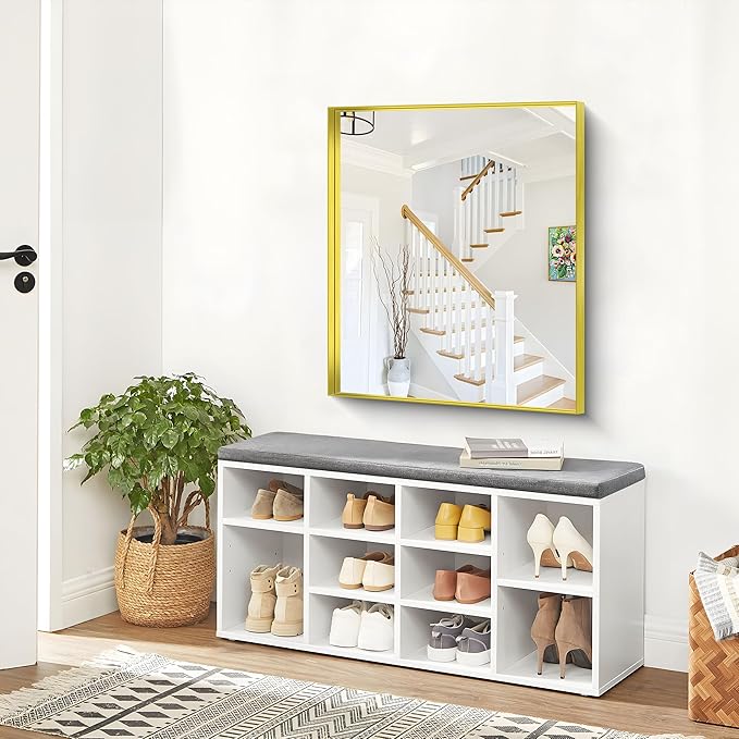 Gold Bathroom Mirror, 30x36 Inch Rectangular Framed Mirror, Large Wall Mounted Bathroom Vanity Mirror Over Sink for Bedroom,Restroom, Living Room, Hangs Vertically or Horizontally