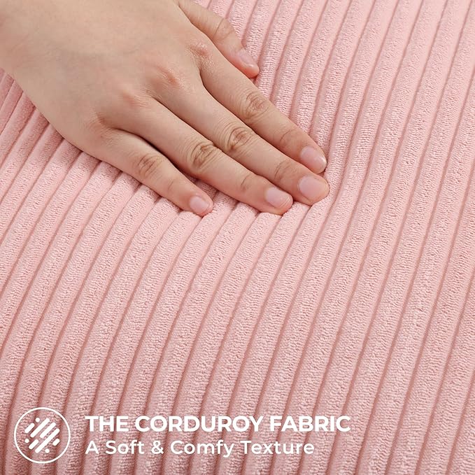 Mecatny Corduroy Decorative Throw Pillow Covers 18x18 Set of 2 for Sofa Living Room, Soft Neutral Boho Couch Pillow Covers for Home Decor, Pink