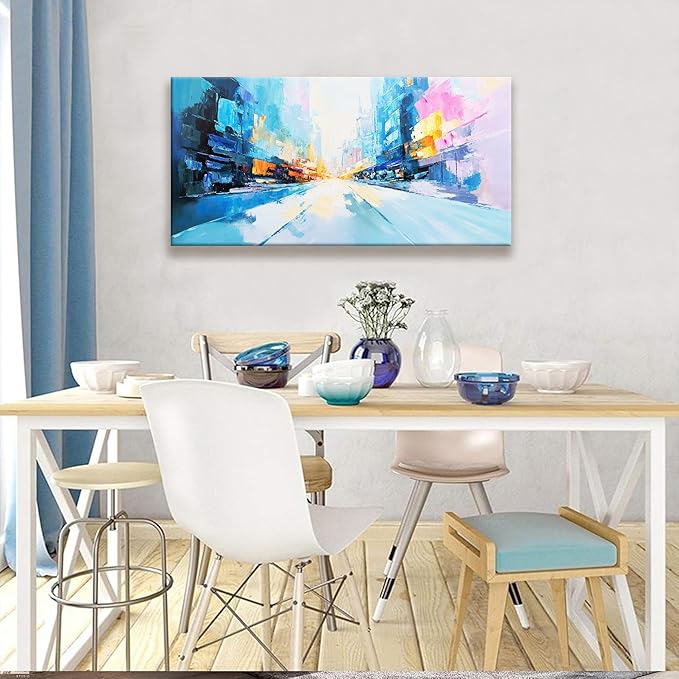 Tsomzxng Canvas Art Wall Decor Modern Minimalist Home Wall Decor Paintings Prints Colorful City Street Scene Wall Art Abstract Wall Art Pictures For Bedroom Kitchen Office Artwork 20"×40"