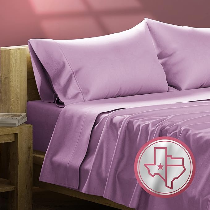 TEXAS LINEN CO. 100% Egyptian Cotton Sheets Full Size - 800 Thread Count 4 PC Plum Full Size Sheet Set for Hot Sleepers, Breathable & Cooling Bed Sheet, Sateen Hotel Sheets, Fits Upto 18'' Deep Pocket