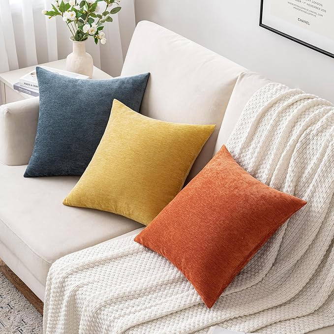 MIULEE Pack of 2 Burnt Orange Decorative Fall Pillow Covers 12x20 Inch Soft Chenille Couch Throw Pillows Farmhouse Cushion Covers for Home Decor Sofa Bedroom Living Room