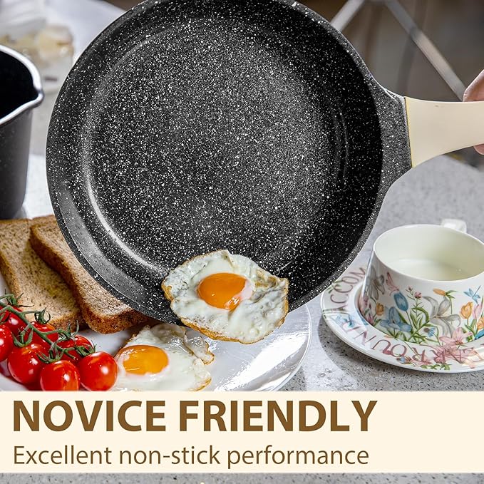 Romswi 23pcs Pots and Pans Set Non Stick, Kitchen Cookware Set with Casserole, Frying & Saucepans, Oven Safe & Stovetop Agnostic (Gas, Electric & Induction) - Black