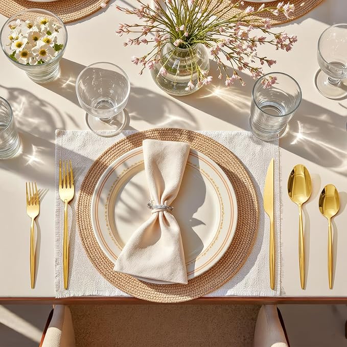 KINGSTONE Silverware Set, 20-Piece Flatware Set Cutlery Set Premium 18/10 Stainless Steel, Tableware Include Forks Knives Spoons for Home Kitchen Restaurant Wedding, Dishwasher Safe, Gold