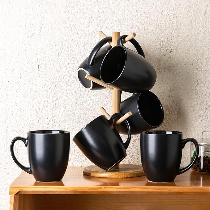 AmorArc 12 OZ Coffee Mugs, Matte Black Coffee Cups with Large Handle for Man, Woman, Ceramic Coffee Mugs Set of 12 for Latte/Cappuccino/Cocoa/Milk, Dishwasher & Microwave Safe