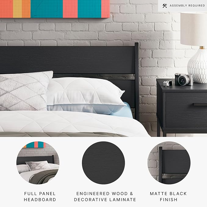 Signature Design by Ashley Socalle Modern Panel Headboard, Full, Black