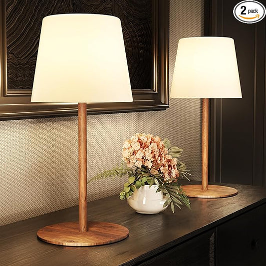 EZVALO 2 Pack Cordless Table Lamp IP65 Waterproof, Rechargeable Shower Lamp with 4500mAh Battery Operated, 3 Color Temps Dimmable LED Night Light for Living Room, Bathroom, Kitchen, Patio & Camping