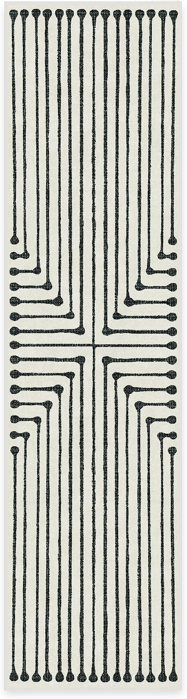 RUGGABLE x Jonathan Adler Machine Washable Modern Runner Rug – Inkdrop Black & Ivory 2.5x10, Stain-Resistant, Non-Slip – Washable Rug for Hallway, Entryway, Living Room & Kitchen–with Standard Pad