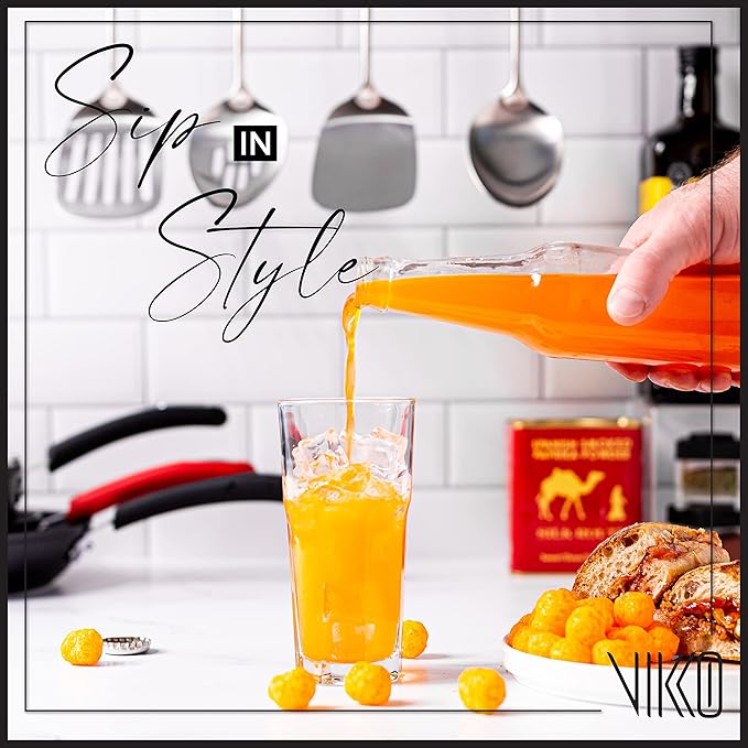 Vikko Drinking Glasses, Set of 12 Juice Glasses 9.5 Oz, Thick and Sturdy Kitchen Glasses, Dishwasher Safe Highball Glass Tumbler, Heavy Duty Cups, Water Glasses