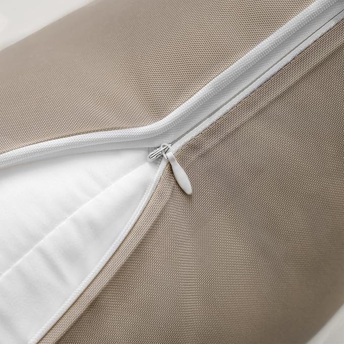 Phantoscope Pack of 2 Outdoor Waterproof Solid Throw Decorative Pillow Cover Decorative Square Outdoor Pillows Cushion Case Patio Pillows for Couch Tent Sunbrella, Light Coffee 18x18 inches 45x45 cm