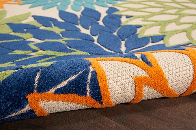Nourison Aloha Indoor/Outdoor Multicolor 7' x 10' Area Rug, Easy Cleaning, Non Shedding, Bed Room, Living Room, Dining Room, Deck, Backyard, Patio (7x10)