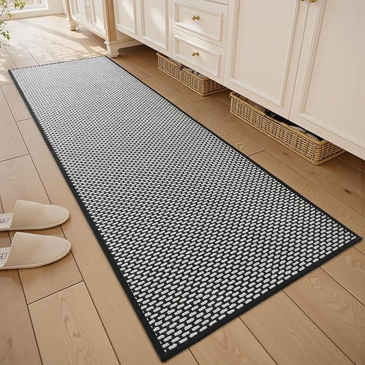 RESARE Non Slip Bathroom Runner - Machine Washable Bath Rugs, Super Absorbent Bath Mat Quick Dry Bath Runner, Bath Mat Ultra Soft Rugs for Bathroom Floor, 20"x70" Black