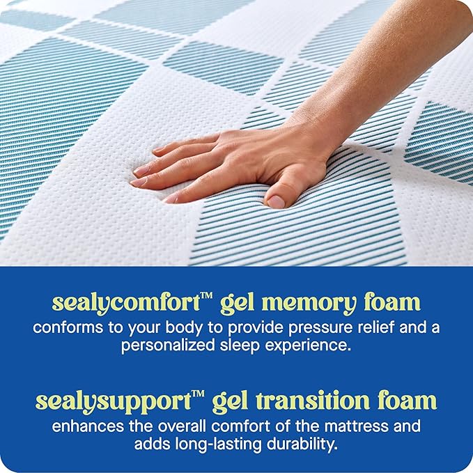 Sealy Dreamlife 10” Foam Mattress-in-a-Box, Queen, SealyComfort Gel Memory Foam, Surface-Guard Technology, 10 Year Limited Warranty, Made in The USA