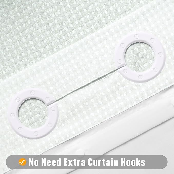 MitoVilla Emerald Green Ombre Waffle Small Stall Shower Curtain 36 x 74, No Hooks Needed Half Size Narrow Fabric Cloth Shower Curtain Set with Snap-in Liner for Modern Bathroom Decor