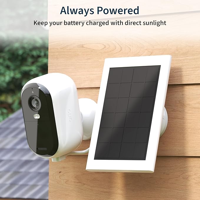 Arlo Essential Security Camera 2K Indoor/Outdoor 2 Cameras, Essential 2K Indoor 1 Camera, Video Doorbell & Solar Panel Bundle | Battery gets Charged with Solar Panels | White