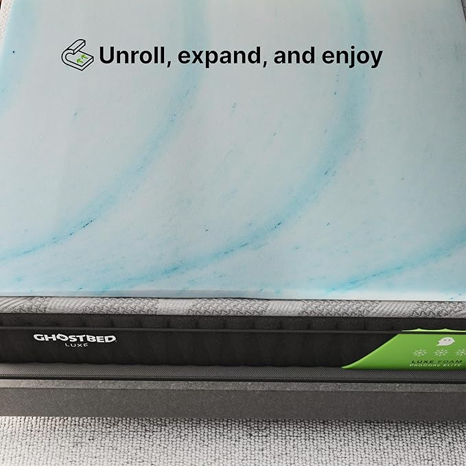 Ghostbed Plush Foam N/Cover Mattress Topper, California King 1.5 Inch Polyurethane Foam Plush Mattress Topper California King, Durable and Easy to Install & Remove, Made In USA | CertiPUR-US Certified