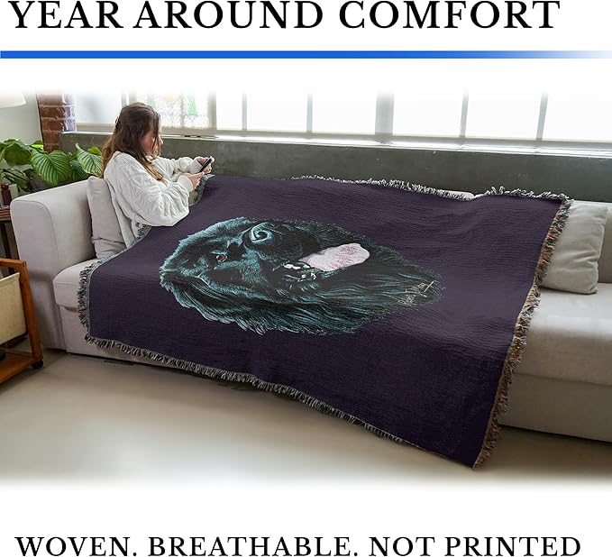 Pure Country Weavers Newfoundland Dog Woven Blanket Purple by Robert May - Gift Cotton Tapestry Throw - Made in The USA - 72" x 54"